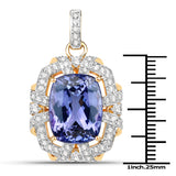 16.05 Carat Genuine Tanzanite and White Diamond 18K Yellow Gold Pendant