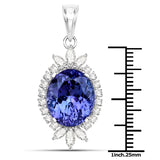 11.91 Carat Genuine Tanzanite and White Diamond 18K White Gold Pendant
