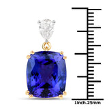 11.80 Carat Genuine Tanzanite and White Diamond 18K Yellow Gold Pendant