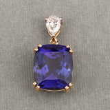 11.80 Carat Genuine Tanzanite and White Diamond 18K Yellow Gold Pendant