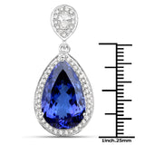 12.85 Carat Genuine Tanzanite and White Diamond 18K White Gold Pendant