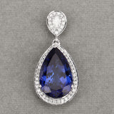 12.85 Carat Genuine Tanzanite and White Diamond 18K White Gold Pendant
