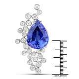 27.98 Carat Genuine Tanzanite and White Diamond 18K White Gold Pendant