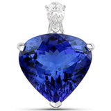 13.16 Carat Genuine Tanzanite and White Diamond 18K White Gold Pendant