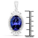 9.91 Carat Genuine Tanzanite and White Diamond 18K White Gold Pendant