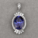 9.91 Carat Genuine Tanzanite and White Diamond 18K White Gold Pendant