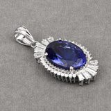 9.91 Carat Genuine Tanzanite and White Diamond 18K White Gold Pendant