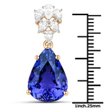 11.79 Carat Genuine Tanzanite and White Diamond 18K Yellow Gold Pendant