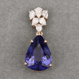 11.79 Carat Genuine Tanzanite and White Diamond 18K Yellow Gold Pendant