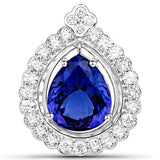 10.39 Carat Genuine Tanzanite and White Diamond 18K White Gold Pendant