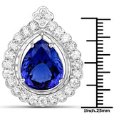 10.39 Carat Genuine Tanzanite and White Diamond 18K White Gold Pendant