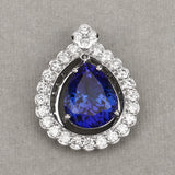 10.39 Carat Genuine Tanzanite and White Diamond 18K White Gold Pendant