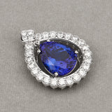 10.39 Carat Genuine Tanzanite and White Diamond 18K White Gold Pendant