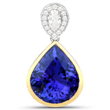 10.48 Carat Genuine Tanzanite and White Diamond 18K White Gold Pendant