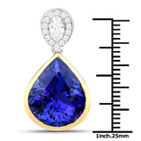10.48 Carat Genuine Tanzanite and White Diamond 18K White Gold Pendant
