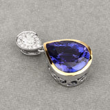 10.48 Carat Genuine Tanzanite and White Diamond 18K White Gold Pendant