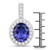 10.15 Carat Genuine Tanzanite and White Diamond 18K White Gold Pendant