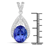 12.22 Carat Genuine Tanzanite and White Diamond 18K White Gold Pendant