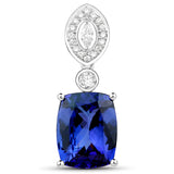 9.88 Carat Genuine Tanzanite and White Diamond 18K White Gold Pendant