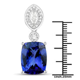 9.88 Carat Genuine Tanzanite and White Diamond 18K White Gold Pendant