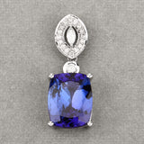 9.88 Carat Genuine Tanzanite and White Diamond 18K White Gold Pendant