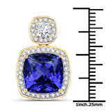 9.25 Carat Genuine Tanzanite and White Diamond 18K Yellow Gold Pendant