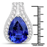 14.00 Carat Genuine Tanzanite and White Diamond 18K White Gold Pendant