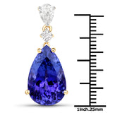 9.84 Carat Genuine Tanzanite and White Diamond 18K Yellow Gold Pendant