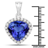 9.21 Carat Genuine Tanzanite and White Diamond 18K White Gold Pendant