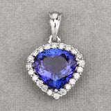 9.21 Carat Genuine Tanzanite and White Diamond 18K White Gold Pendant