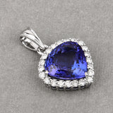 9.21 Carat Genuine Tanzanite and White Diamond 18K White Gold Pendant