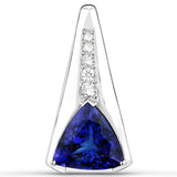 11.25 Carat Genuine Tanzanite and White Diamond 18K White Gold Pendant