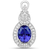 9.60 Carat Genuine Tanzanite and White Diamond 18K White Gold Pendant