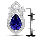 8.91 Carat Genuine Tanzanite and White Diamond 18K White Gold Pendant