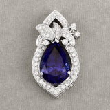 8.91 Carat Genuine Tanzanite and White Diamond 18K White Gold Pendant