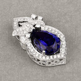 8.91 Carat Genuine Tanzanite and White Diamond 18K White Gold Pendant