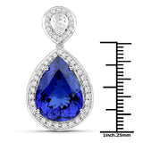 15.17 Carat Genuine Tanzanite and White Diamond 18K White Gold Pendant