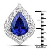 13.25 Carat Genuine Tanzanite and White Diamond 18K White Gold Pendant