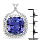 16.65 Carat Genuine Tanzanite and White Diamond 18K White Gold Pendant