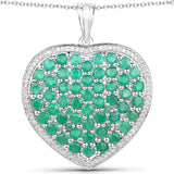 5.65 Carat Genuine Emerald and White Diamond .925 Sterling Silver Pendant