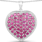 7.18 Carat Genuine Ruby and White Diamond .925 Sterling Silver Pendant