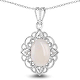 3.52 Carat Genuine Opal and White Topaz .925 Sterling Silver Pendant
