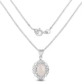 3.52 Carat Genuine Opal and White Topaz .925 Sterling Silver Pendant