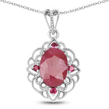 8.85 Carat Genuine Ruby & Rhodolite .925 Sterling Silver Pendant