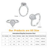 Pear Cut Moissanite Diamond Paved Halo Ring for Women Rings 
