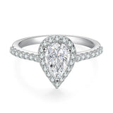 Pear Cut Moissanite Diamond Paved Halo Ring for Women by Bling Proud | Urban Jewelry Online Store