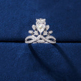 Pear Cut Moissanite Diamond Paved Princess Crown Ring for Women Rings 