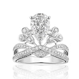 Pear Cut Moissanite Diamond Paved Princess Crown Ring for Women by Bling Proud | Urban Jewelry Online Store