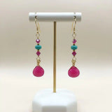 Gold Filled Wire Wrapped Pink Turquoise Gemstone Earrings