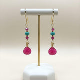 Gold Filled Wire Wrapped Pink Turquoise Gemstone Earrings